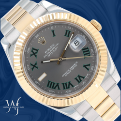 ROLEX MEN'S DATEJUST II TWO-TONE WIMBLEDON DIAL FLUTED BEZEL OYSTER BAND 116333