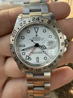 ROLEX EXPLORER 16570 SILVER OYSTER BRACELET WITH SILVER BEZEL NO HOLE CASE MINT