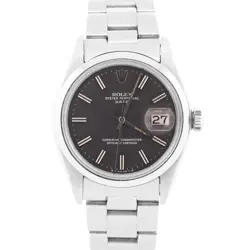 VINTAGE ROLEX OYSTER PERPETUAL DATE BLACK STAINLESS STEEL OYSTER 34MM WATCH 1500