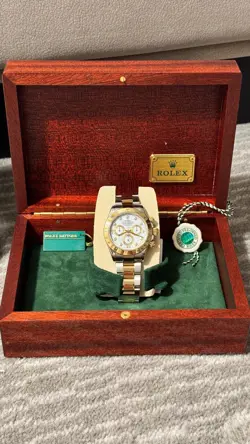 LIMITED DISCONT. ROLEX DAYTONA 116523: TWO TONE WHITE DIAL GEMSTONE DIGITS