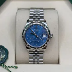 ROLEX DATEJUST 31 NEW 2025 BLUE FLORAL DIAMOND STAINLESS STEEL SCATTERED JUBILEE