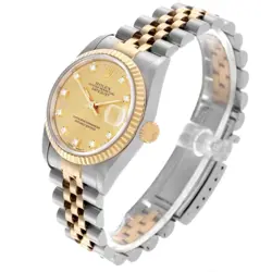 ROLEX DATEJUST 31 MIDSIZE STEEL YELLOW GOLD DIAMOND LADIES WATCH 68273