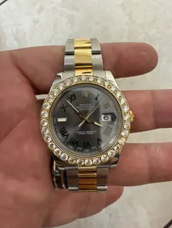 ROLEX 116333 DATEJUST II, 18K2T, 41MM, WIMBLEDON, AM DIAMOND BEZEL NAKED