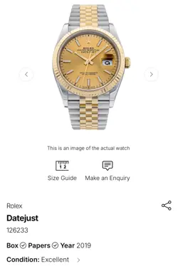 ROLEX MENS DATEJUST  18KY GOLD & STEEL  BOX AND PAPERS 36MM