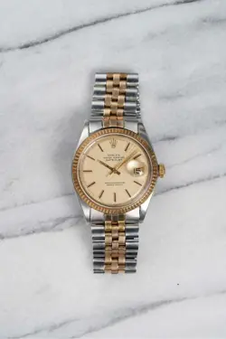 VINTAGE ROLEX DATEJUST REF 1601 70S AUTOMATIC TWO TONE MATTE LEMON DIAL 36MM