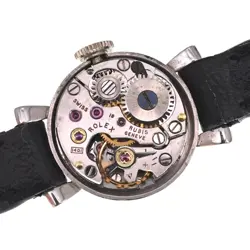 ROLEX 2141 PRECISION K18WG/LEATHER CAL.1401 HAND-WOUND LADIES SILVER CASE WATCH