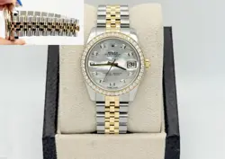 ROLEX 178383 MIDSIZE 31MM FACTORY DIAMOND BEZEL MOP DIAMOND DIAL 18K GOLD STEEL