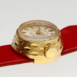 ROLEX 8789 PRECISION SILVER DIAL YG LEATHER HAND-WOUND LADIES WRIST WATCH GOLD