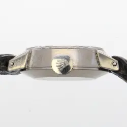 ROLEX 2637 PRECISION SILVER DIAL WG/LEATHER HAND-WOUND LADIES WHITEGOLD WATCH