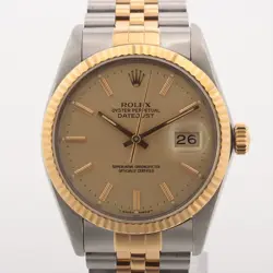 ROLEX DATEJUST 16013 SS×YG SS×YG AT CHAMPAGNE-FACE 3 EXTRA LINKS INNER BOX MISSI