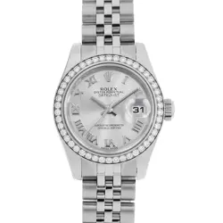 ROLEX DATEJUST BEZEL DIAMOND 179384 GRAY ROME RANDOM NUMBER SECOND HAND WOMEN