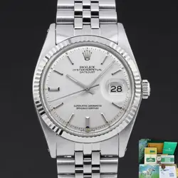 ROLEX DATEJUST 36 1601 36MM 1978 STEEL SILVER LINEN DIAL FULLSET 1Y WARRANTY