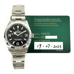 2023 ROLEX, EXPLORER, 36MM, STAINLESS STEEL, BLACK DIAL, 124270, BOX & PAPERS