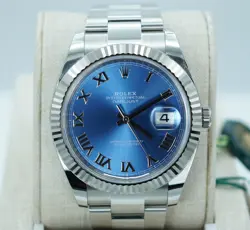 ROLEX 126334 DATEJUST 41 FLUTED BEZEL BLUE ROMAN DIAL OYSTER 2024 FULL SET