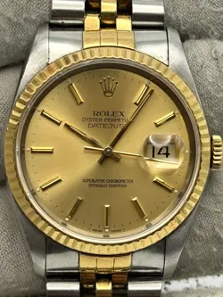 ROLEX DATEJUST 36MM CHAMPAGNE DIAL TWO TONE BRACELET 16233 - 1991 - SERVICED