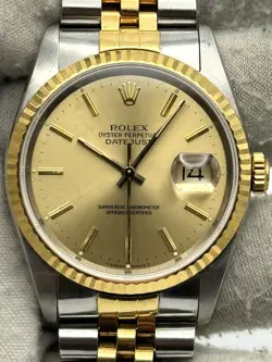 ROLEX DATEJUST 36MM CHAMPAGNE DIAL TWO TONE JUBILEE 16233 - 1989 - SERVICED