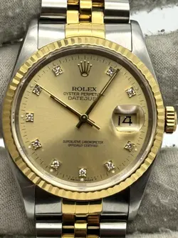 ROLEX DATEJUST 36MM CHAMPAGNE DIAMOND DIAL TWO TONE 16233 - 1991 - SERVICED