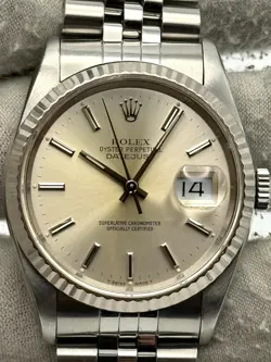 ROLEX DATEJUST 36MM SILVER INDEX DIAL JUBILEE BRACELET 16234 - 1990
