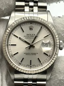 ROLEX DATEJUST 36MM SILVER INDEX DIAL JUBILEE BRACELET 16234 - 1999
