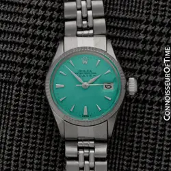 1965 ROLEX LADIES DATEJUST SS STEEL & 18K WHITE GOLD WATCH - MINT WITH WARRANTY