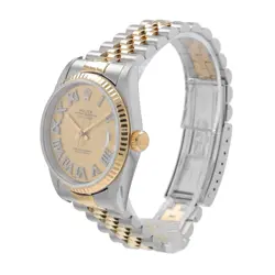 ROLEX DATEJUST TWOTONE WATCH CHAMPAGNE GENUINE DIAMOND ROMAN DIAL 16233 36mm