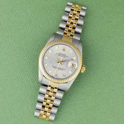 ROLEX DATEJUST 31 68273, YELLOW GOLD & STEEL, SILVER JUBILEE DIAMOND DIAL, JU...
