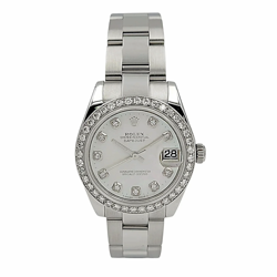 ROLEX DATEJUST 31MM MIDSIZE STEEL WATCH W/DIAMOND DIAL & DIAMOND BEZEL. (178240)