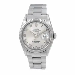 Men's Rolex 36mm DateJust Oyster Perpetual Steel Watch with Silver Dial. (16220)