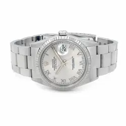 Men's Rolex 36mm DateJust Oyster Perpetual Steel Watch with Silver Dial. (16220)