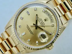 1990 Rolex Day-Date 18238 President 18K YG Wristwatch Factory Diamond Dial 36MM