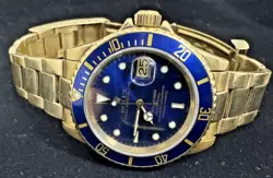 ROLEX 16618 SUBMARINER SOLID 18K YELLOW GOLD BLUE 1999 (NO BOX NO PAPERWORK)