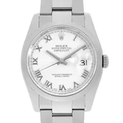 ROLEX DATEJUST 116200 WHITE ROMAN 3 ROW OYSTER BRACELET D NUMBER SECOND HAND...