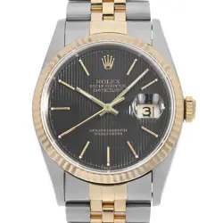 ROLEX DATEJUST 16233 BLACK TAPESTRY BAR S NUMBER SECOND HAND MENS