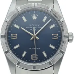 ROLEX AIR KING OVERHAULED 14010M(P) STAINLESS STEEL MENSWATCH BLUE USED