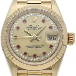 ROLEX DATEJUST LADIES WATCH 10P RUBY CIRCLE DIAMOND 69178LR(T) 18K YELLOW GO...