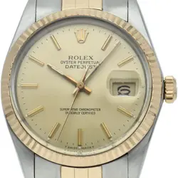 ROLEX DATEJUST MEN'S WATCH TRITIUM ANTIQUE 16013(R) K18YG/STAINLESS STEEL ME...