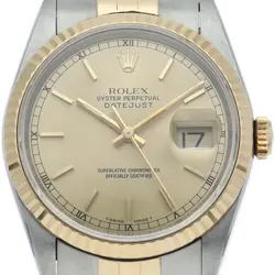 ROLEX DATEJUST MEN'S WATCH 16233(W) K18YG/STAINLESS STEEL MENSWATCH CHAMPAGN...