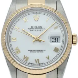 ROLEX DATEJUST MEN'S WATCH 16233(X) K18YG/STAINLESS STEEL MENSWATCH WHITE USED