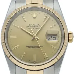 ROLEX DATEJUST MEN'S WATCH 16233(X) K18YG/STAINLESS STEEL MENSWATCH CHAMPAGN...