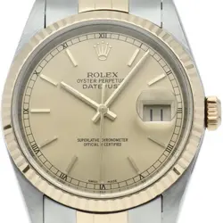 ROLEX DATEJUST MEN'S WATCH 16233(P) K18YG/STAINLESS STEEL MENSWATCH CHAMPAGN...