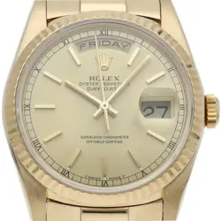 ROLEX DAY DATE WATCH 18238(E) 18K YELLOW GOLD MENSWATCH CHAMPAGNE COLOR USED