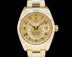 ROLEX 326938 SKY DWELLER 18K YELLOW GOLD CHAMPAGNE ARABIC DIAL