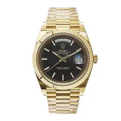 ROLEX DAY-DATE 40 WATCH 40MM BLACK INDEX HOUR MARKERS DIAL YELLOW GOLD 228238