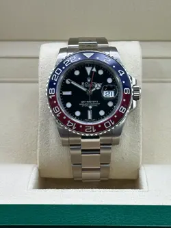 ROLEX GMT MASTER II, 18K WHITE GOLD, PEPSI, 40MM, 116719BLRO, 2015 BOX AND PAPER