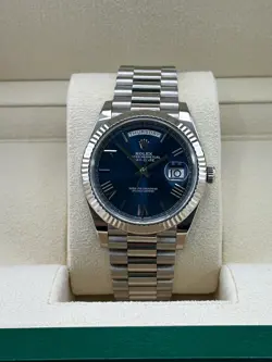 ROLEX DAYDATE 40, PRESIDENTIAL, 18K WG, 40MM, 228239, BLUE DIAL, 2018 BOX AND PA