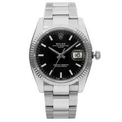 ROLEX OYSTER PERPETUAL DATE 34MM 18K WHITE GOLD STEEL AUTOMATIC MEN WATCH 115234