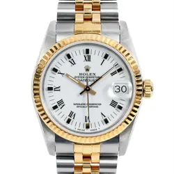 ROLEX DATEJUST 68273 SS/YELLOW GOLD 31MM WHITE DIAL UNISEX USED