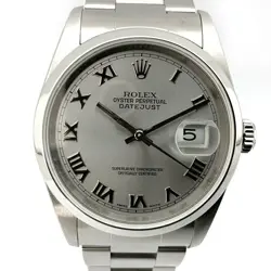 ROLEX DATEJUST 16200 SS 36MM SILVER DIAL 100M AUTOMATIC MEN'S WATCH