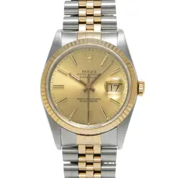 ROLEX DATEJUST 16233 36MM STAINLESS STEEL & GOLD WATCH, 1990S USED