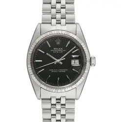ROLEX DATEJUST 1601 MEN'S BLACK MIRROR 36MM SS/18K WG USED